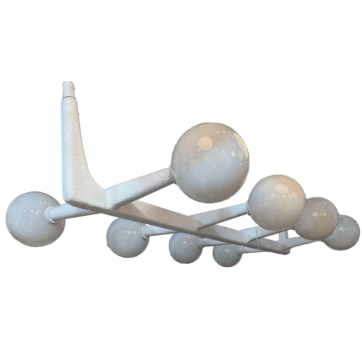 Lámpara de techo de bola, metal blanco y cristal, 110 cm — imagen 2