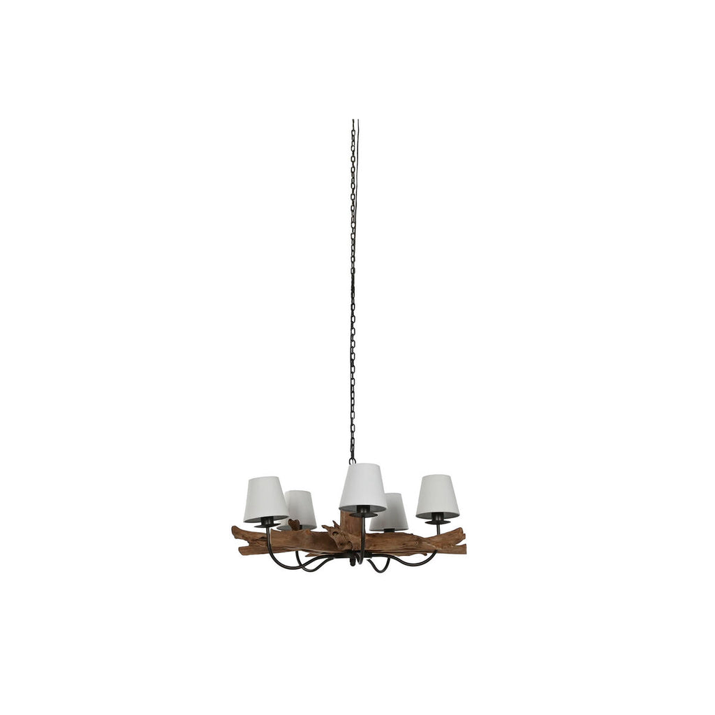 Lámpara de techo de hierro y madera de teca, 90 x 90 x 35 cm — imagen 6