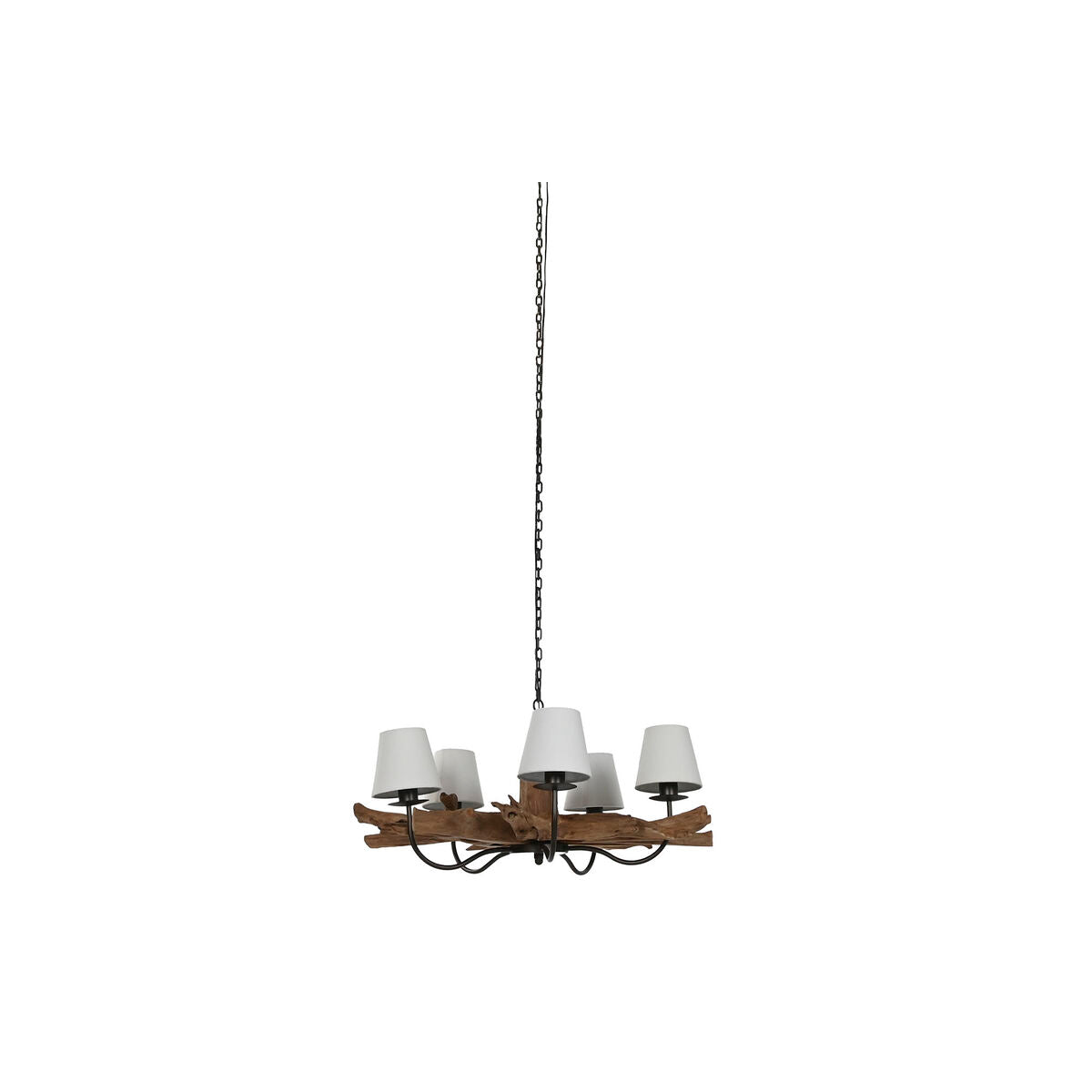 Lámpara de techo de hierro y madera de teca, 90 x 90 x 35 cm — imagen 6