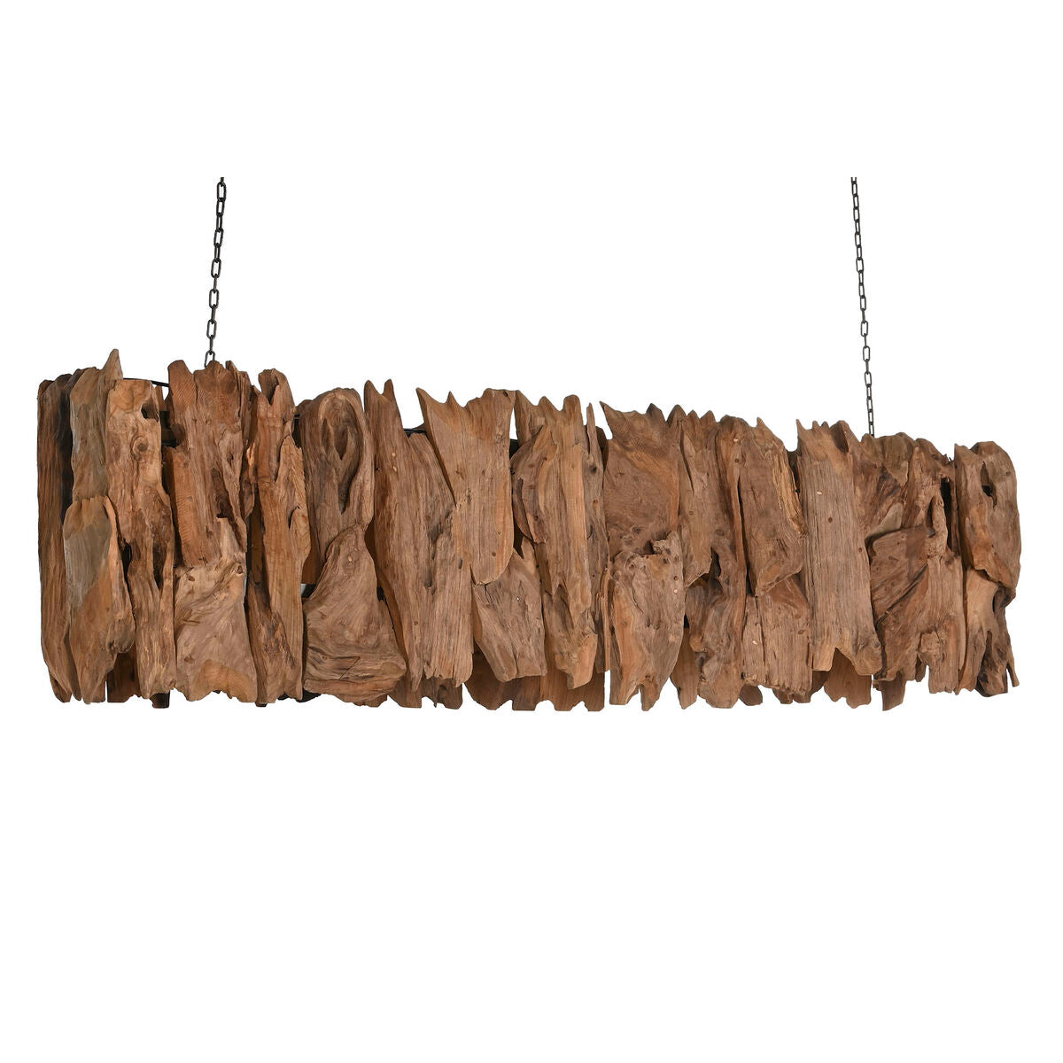 Lámpara de techo de hierro y madera de teca, 160 x 30 x 40 cm — imagen 2