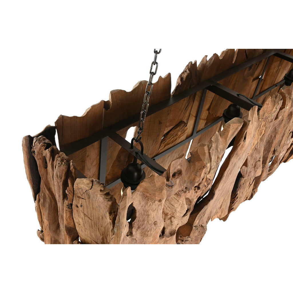 Lámpara de techo de hierro y madera de teca, 160 x 30 x 40 cm — imagen 4
