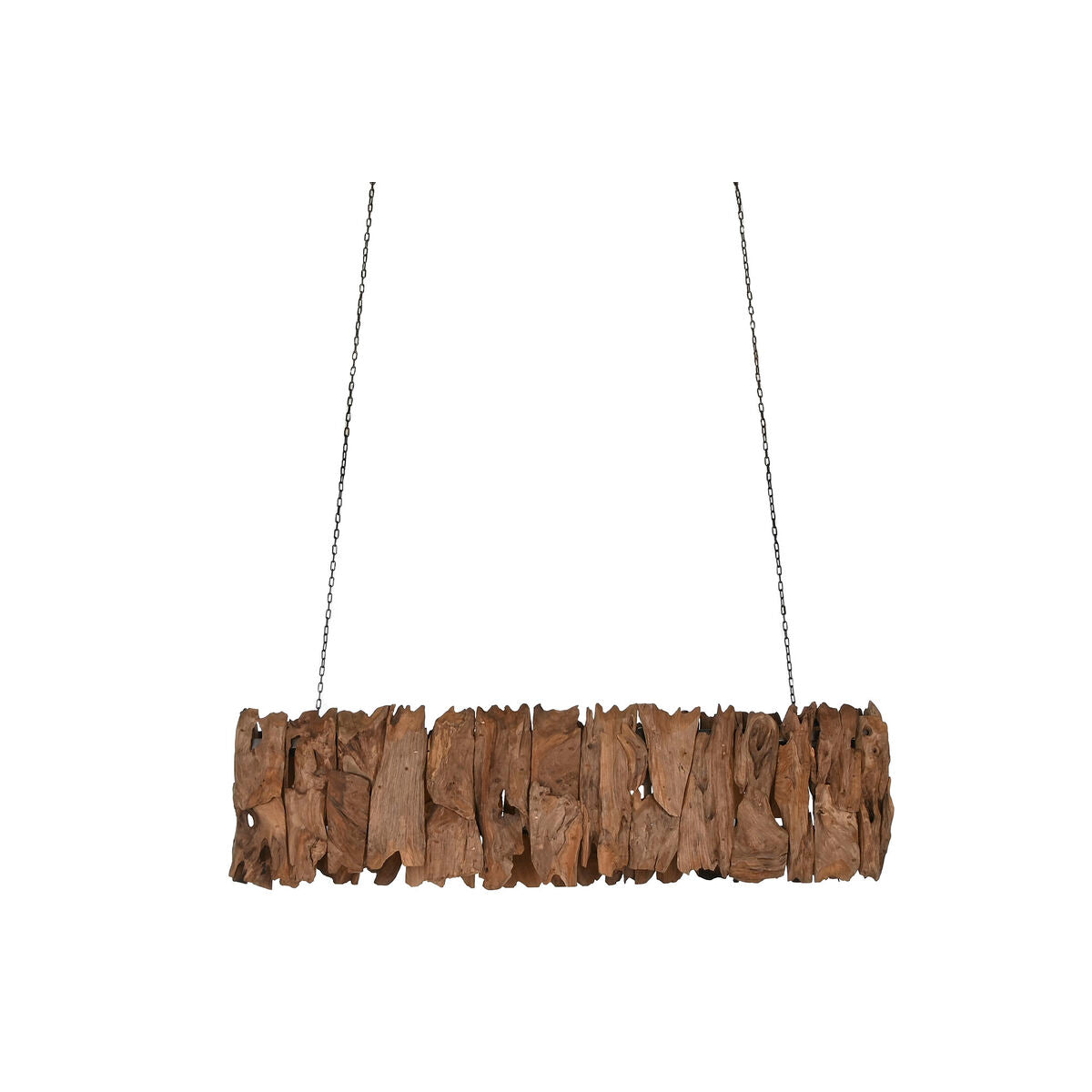 Lámpara de techo de hierro y madera de teca, 160 x 30 x 40 cm
