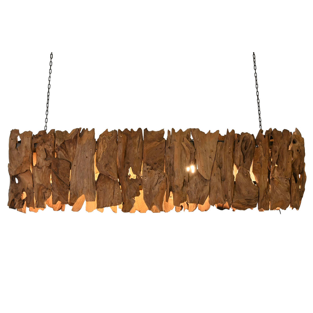 Lámpara de techo de hierro y madera de teca, 160 x 30 x 40 cm — imagen 7