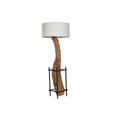 Lámpara de techo de hierro y madera de teca, 65 x 65 x 50 cm