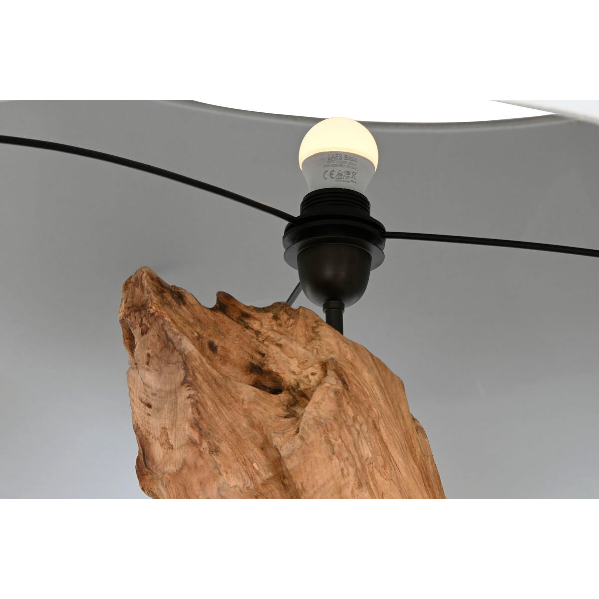 Lámpara de techo de hierro y madera de teca, 65 x 65 x 50 cm — imagen 3