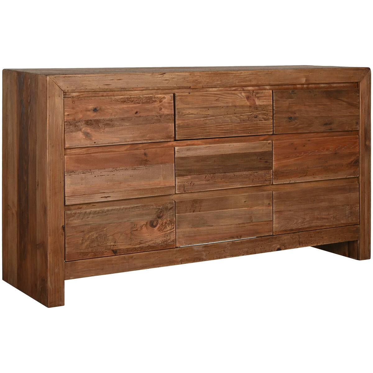 Cómoda natural de pino y madera reciclada, 161 x 48 x 90 cm