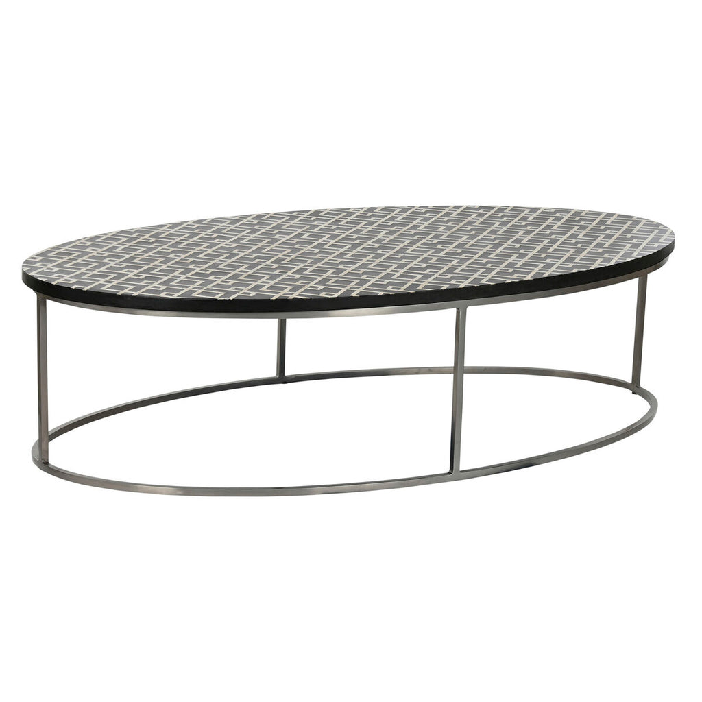 Mesa de centro de hueso, negro y marfil, 150 x 80 x 40 cm
