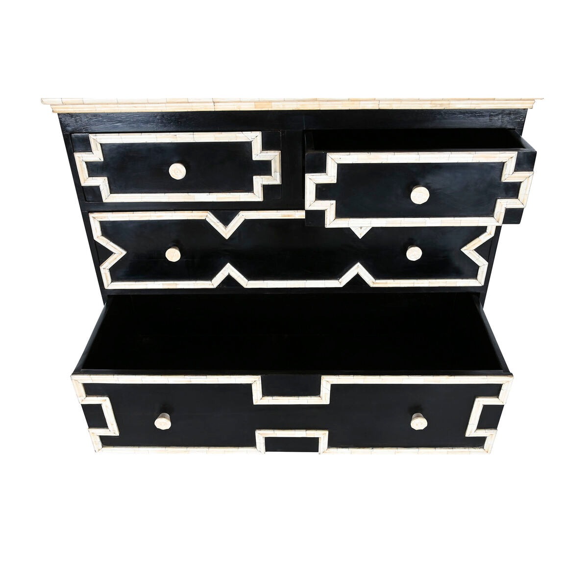 Cómoda de 4 cajones en hueso y negro, 111 x 51 x 99 cm — imagen 3