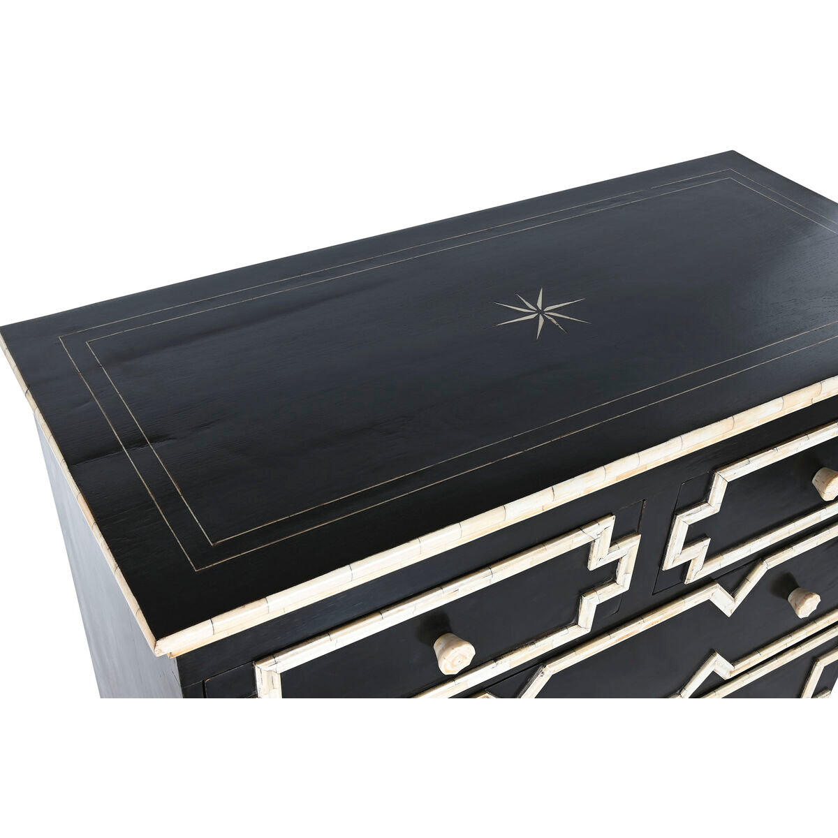 Cómoda de 4 cajones en hueso y negro, 111 x 51 x 99 cm — imagen 4