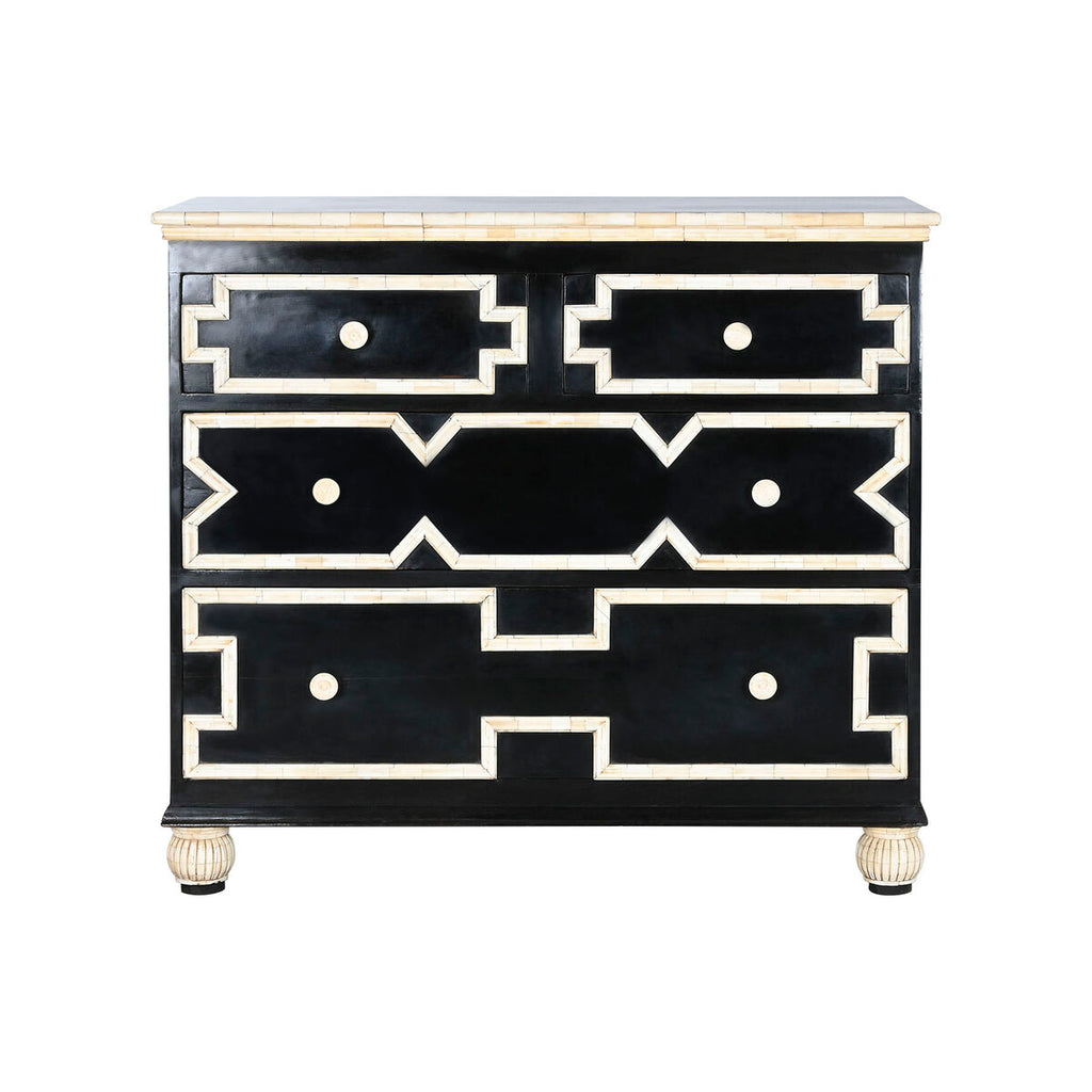Cómoda de 4 cajones en hueso y negro, 111 x 51 x 99 cm — imagen 7