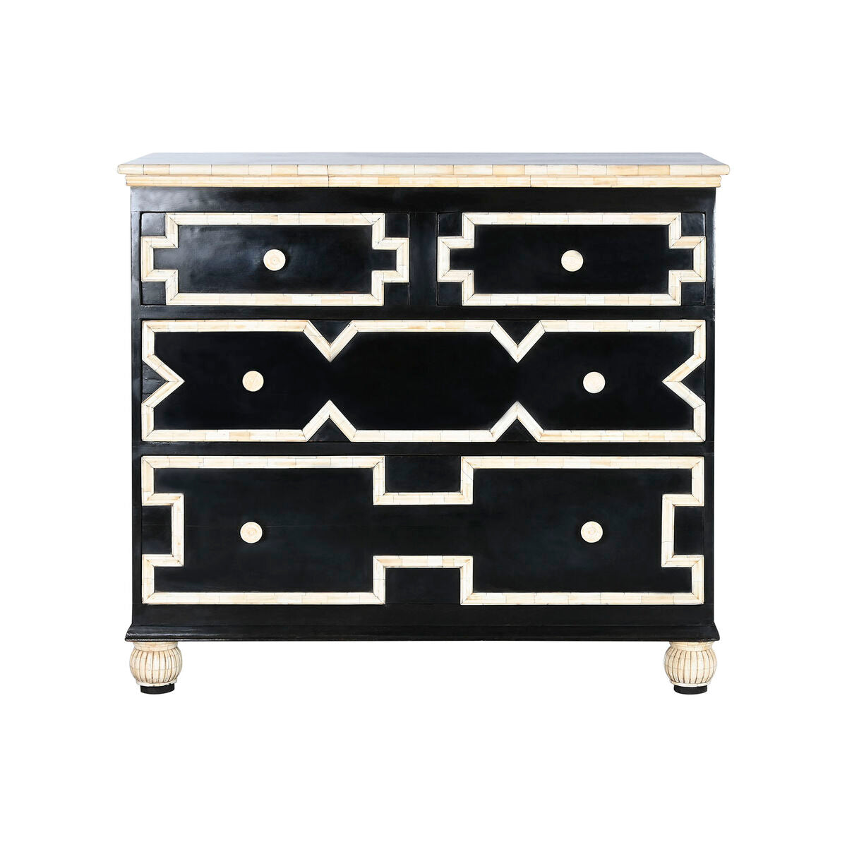Cómoda de 4 cajones en hueso y negro, 111 x 51 x 99 cm — imagen 7
