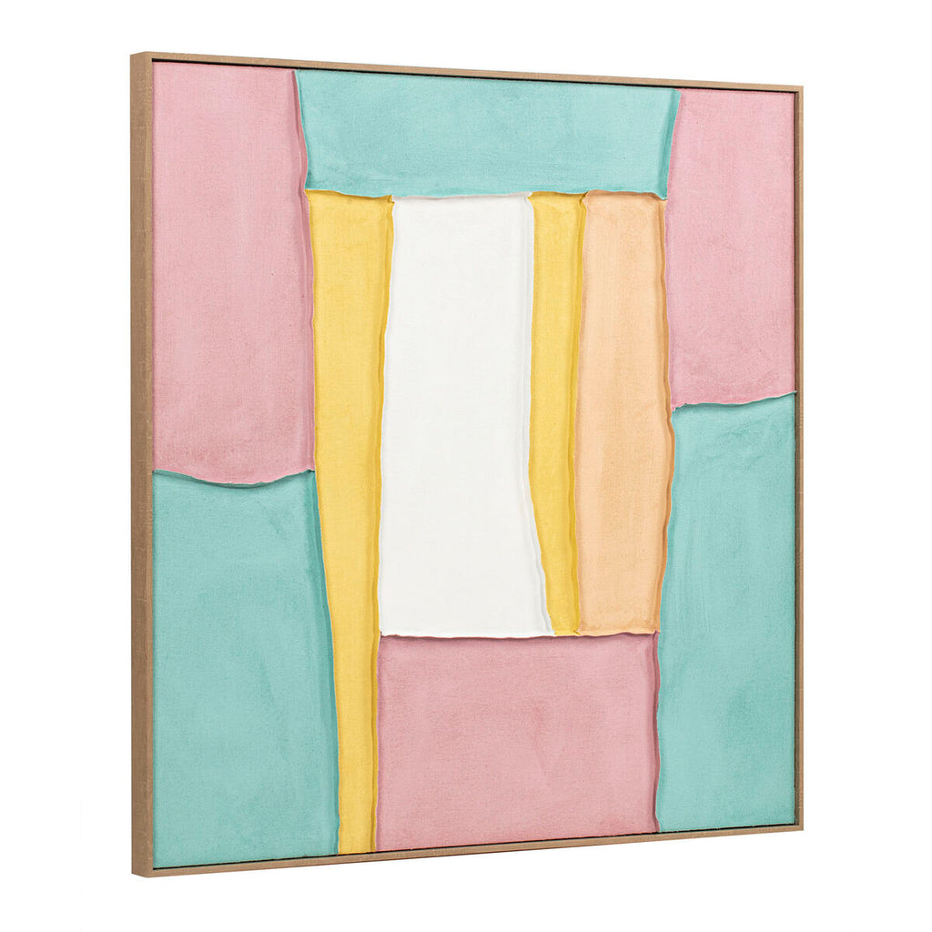 Cuadro abstracto pintado a mano, rosa y turquesa — imagen 6