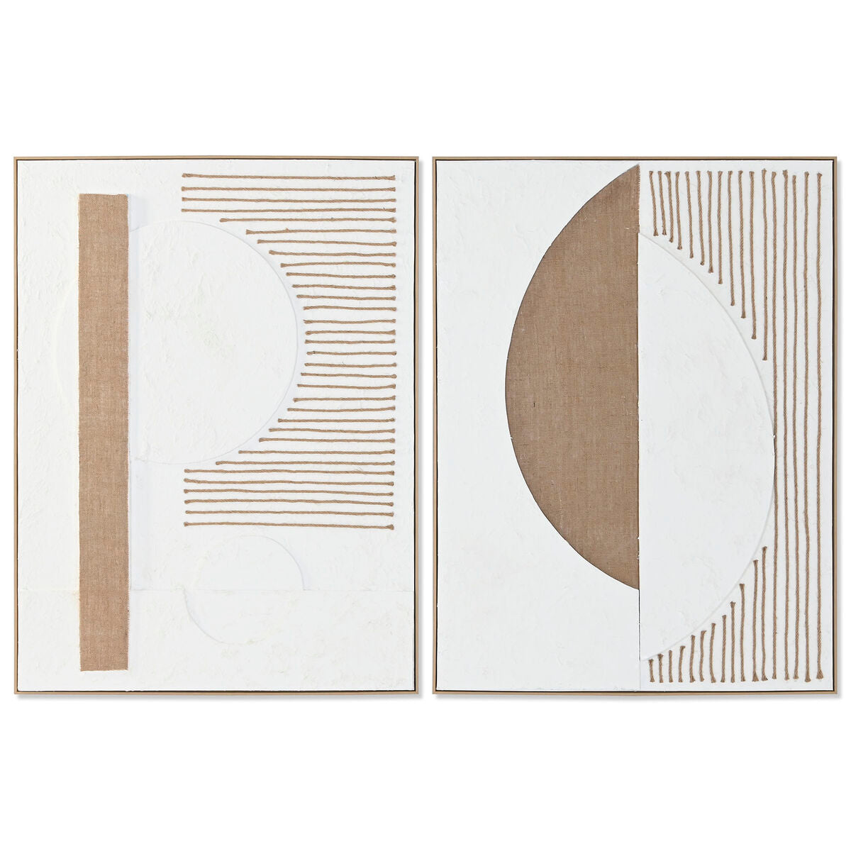Cuadro abstracto pintado a mano, blanco y natural, 122,5 cm