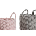 Juego de 2 cestas de cuerda, verde, gris y rosa