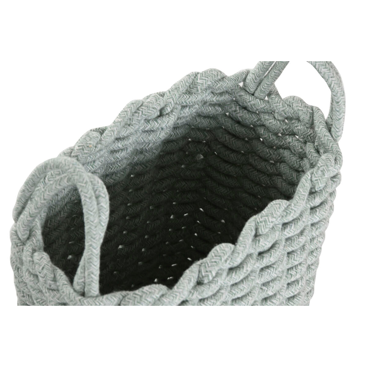 Juego de 2 cestas de cuerda, verde, gris y rosa — imagen 2
