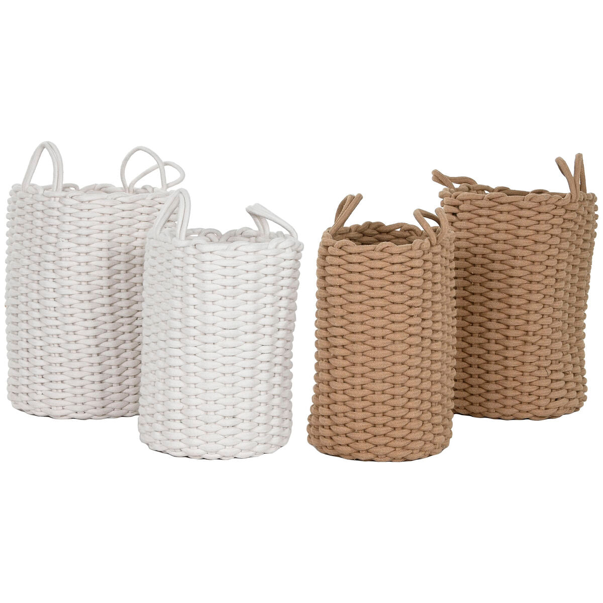Juego de 2 cestas de cuerda blanca y beige, 30 x 30 x 43 cm — imagen 3
