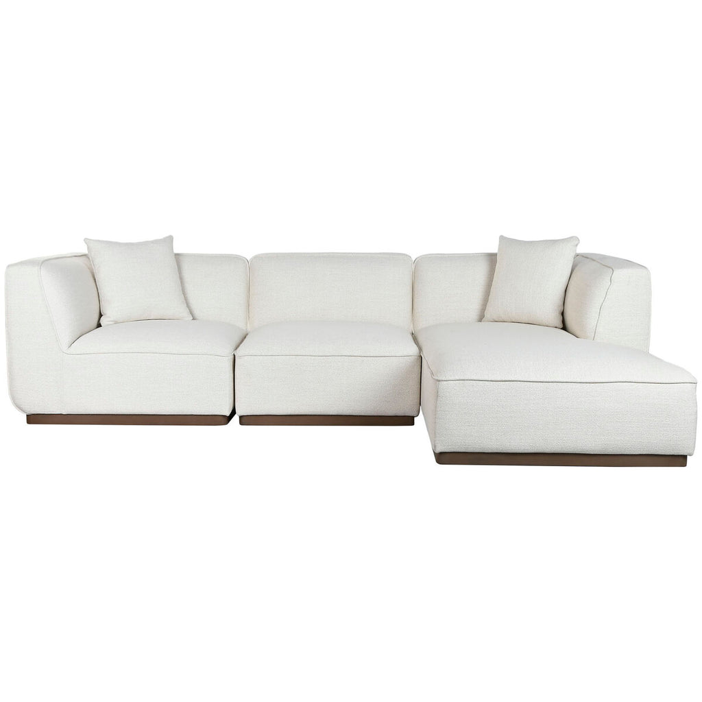 Sofá escandinavo crema de madera y poliéster, 279 x 171 x 72 cm