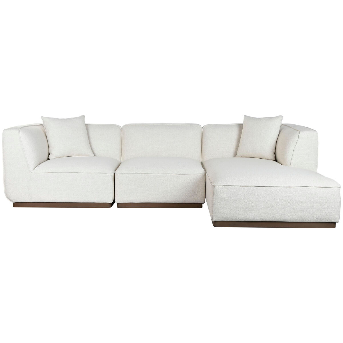 Sofá escandinavo crema de madera y poliéster, 279 x 171 x 72 cm