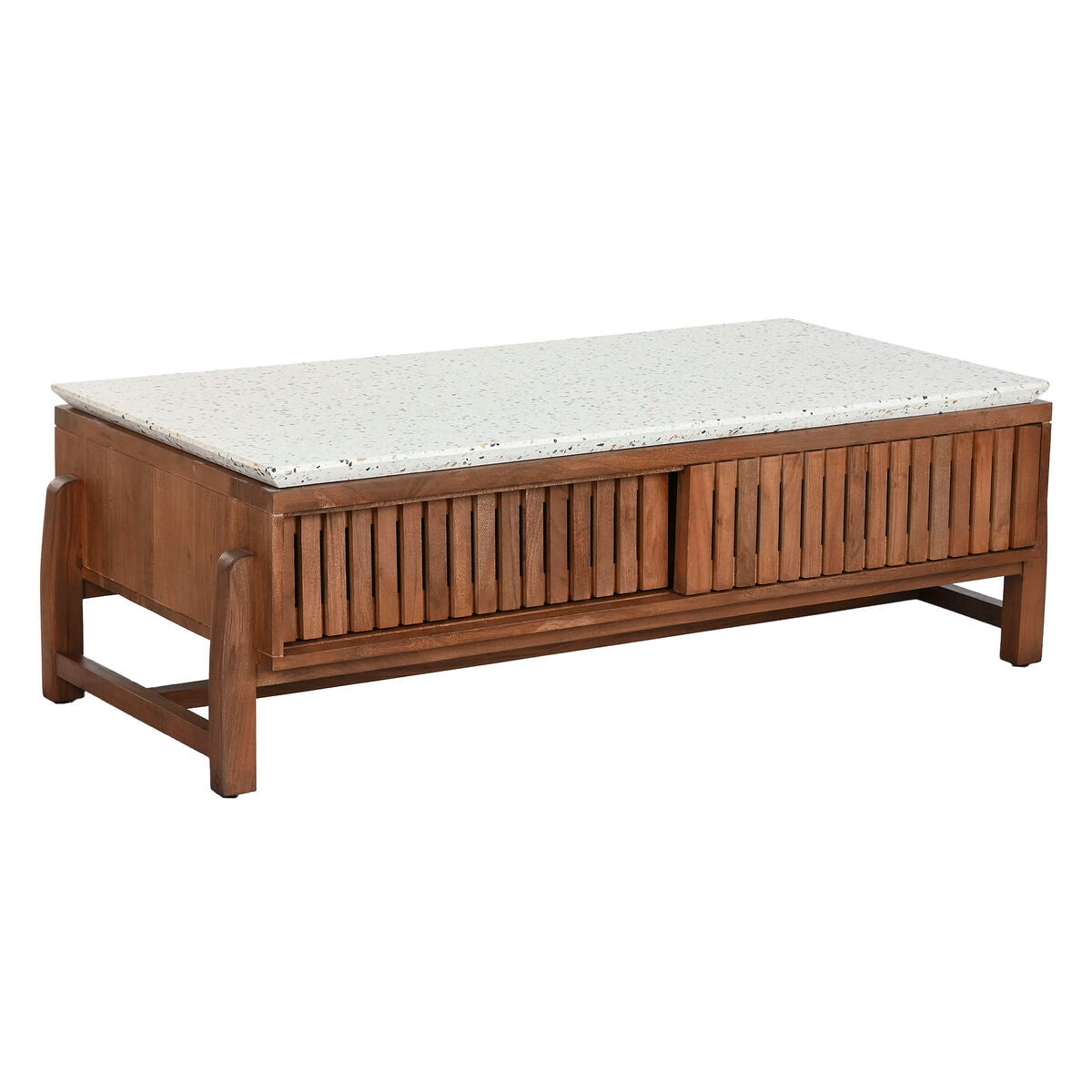 Mesa de centro rectangular de acacia y terrazo, 127 cm — imagen 6