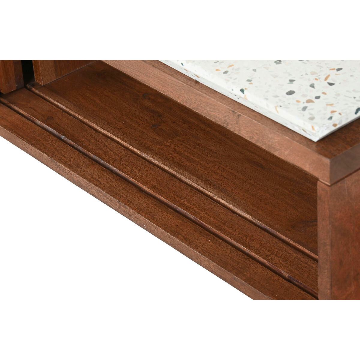 Mesa de centro rectangular de acacia y terrazo, 127 cm — imagen 3