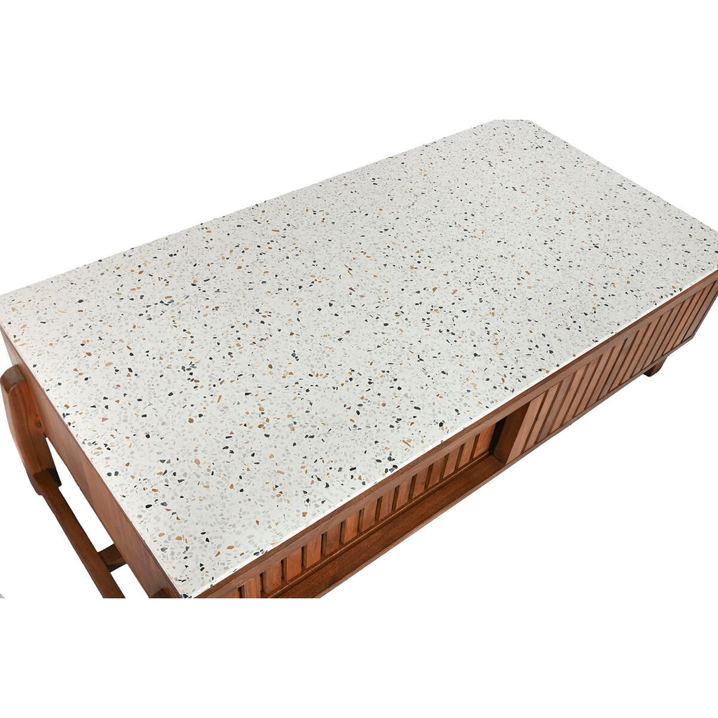 Mesa de centro rectangular de acacia y terrazo, 127 cm — imagen 4