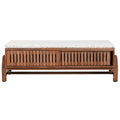 Mesa de centro rectangular de acacia y terrazo, 127 cm