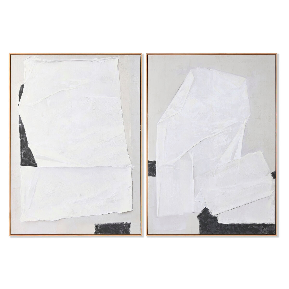 Cuadro abstracto de madera y lienzo, 103 x 4,3 x 143 cm