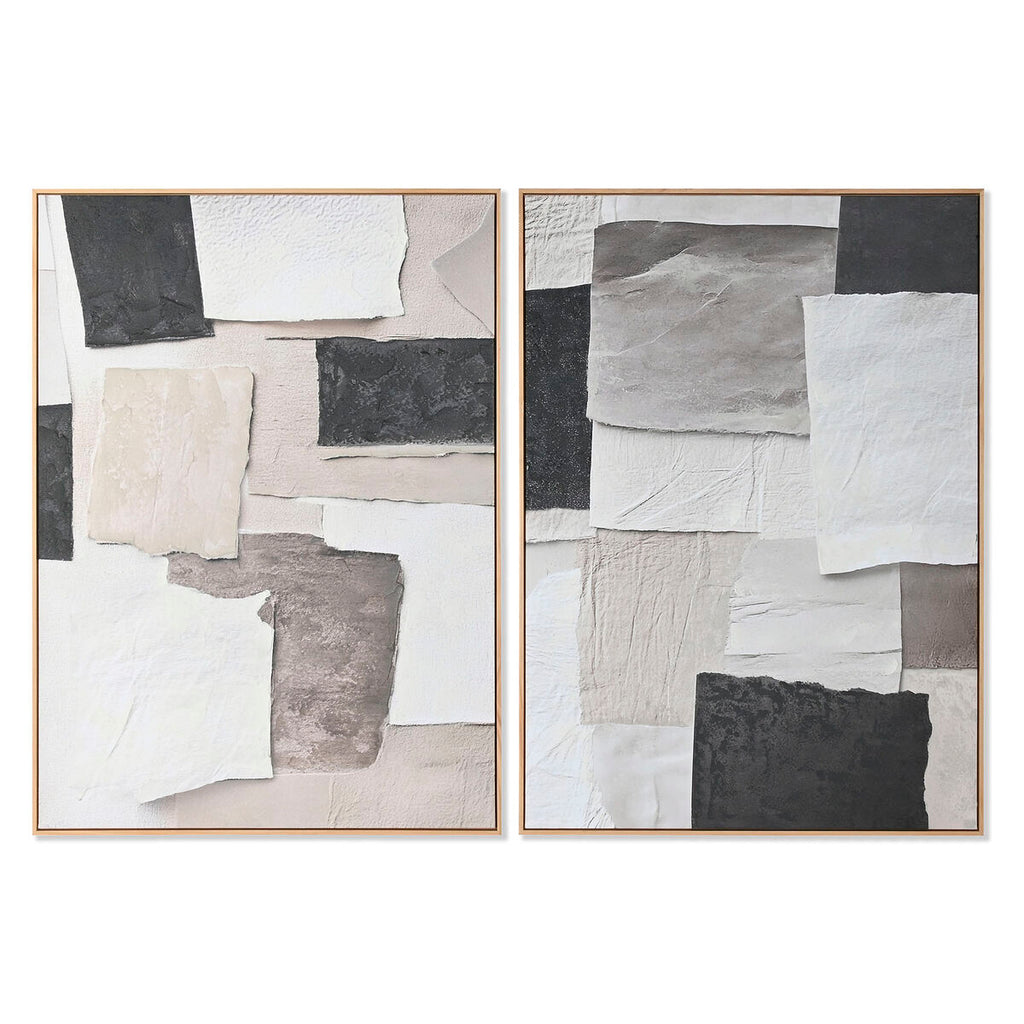 Cuadro abstracto de madera y lienzo, 103 x 4,3 x 143 cm