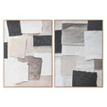 Cuadro abstracto de madera y lienzo, 103 x 4,3 x 143 cm