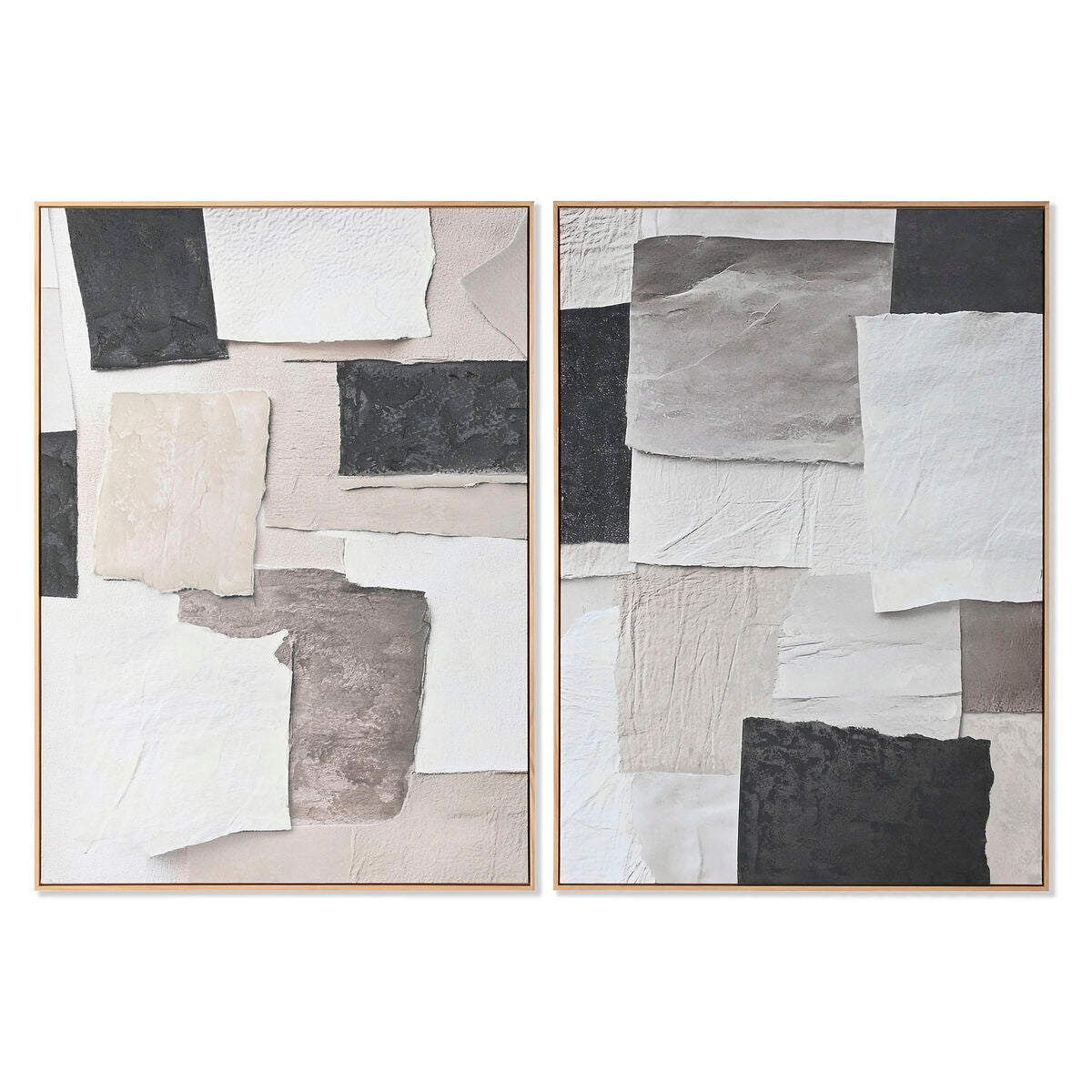 Cuadro abstracto de madera y lienzo, 103 x 4,3 x 143 cm