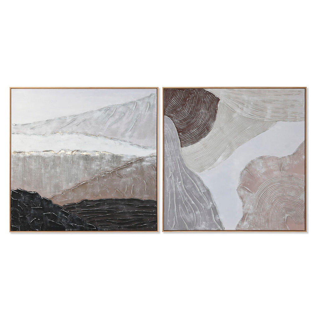 Cuadro abstracto de madera y lienzo, 123 x 4,3 x 123 cm