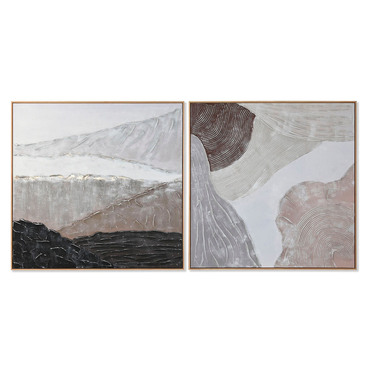 Cuadro abstracto de madera y lienzo, 123 x 4,3 x 123 cm