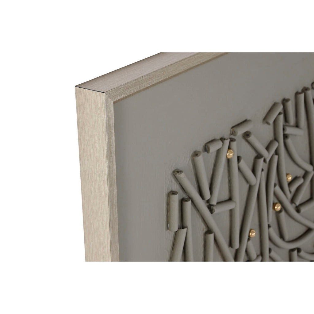 Lienzo pintado a mano en blanco, beige y dorado, 90 x 120 cm — imagen 2