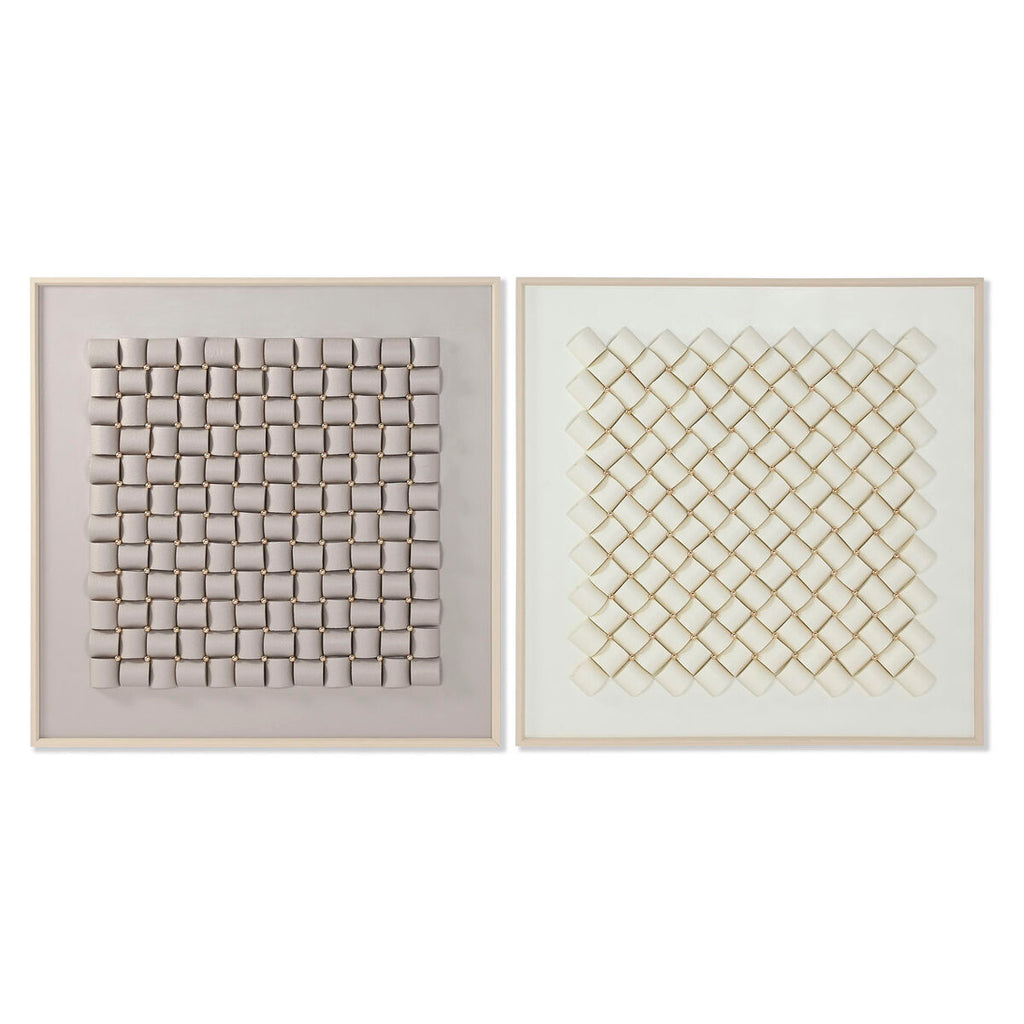 Cuadro lienzo pintado a mano en blanco y beige
