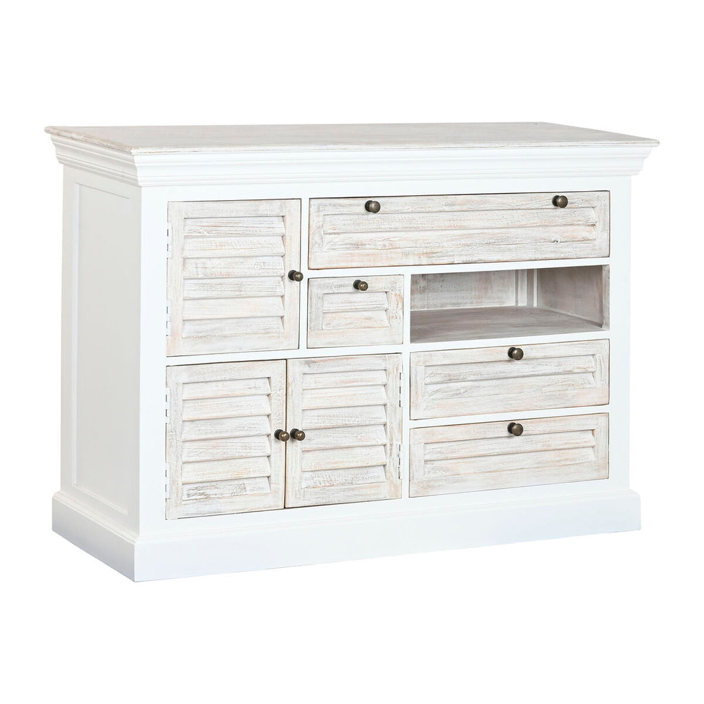 Cajonera blanca desgastada, madera de mango, 115 x 40 x 80 cm