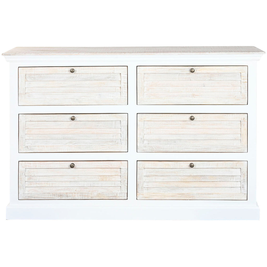 Cómoda blanca y natural de madera de mango, 150 x 40 x 100 cm