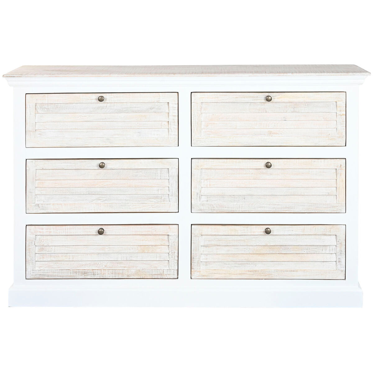 Cómoda blanca y natural de madera de mango, 150 x 40 x 100 cm