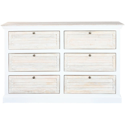 Cómoda blanca y natural de madera de mango, 150 x 40 x 100 cm
