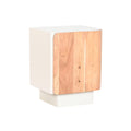 Mesita de noche de madera de acacia y mango, blanca y natural, 40 x 35 x 50 cm