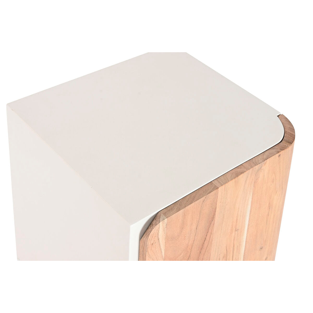 Mesita de noche de madera de acacia y mango, blanca y natural, 40 x 35 x 50 cm — imagen 6