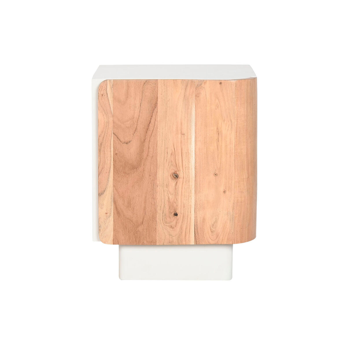 Mesita de noche de madera de acacia y mango, blanca y natural, 40 x 35 x 50 cm — imagen 8