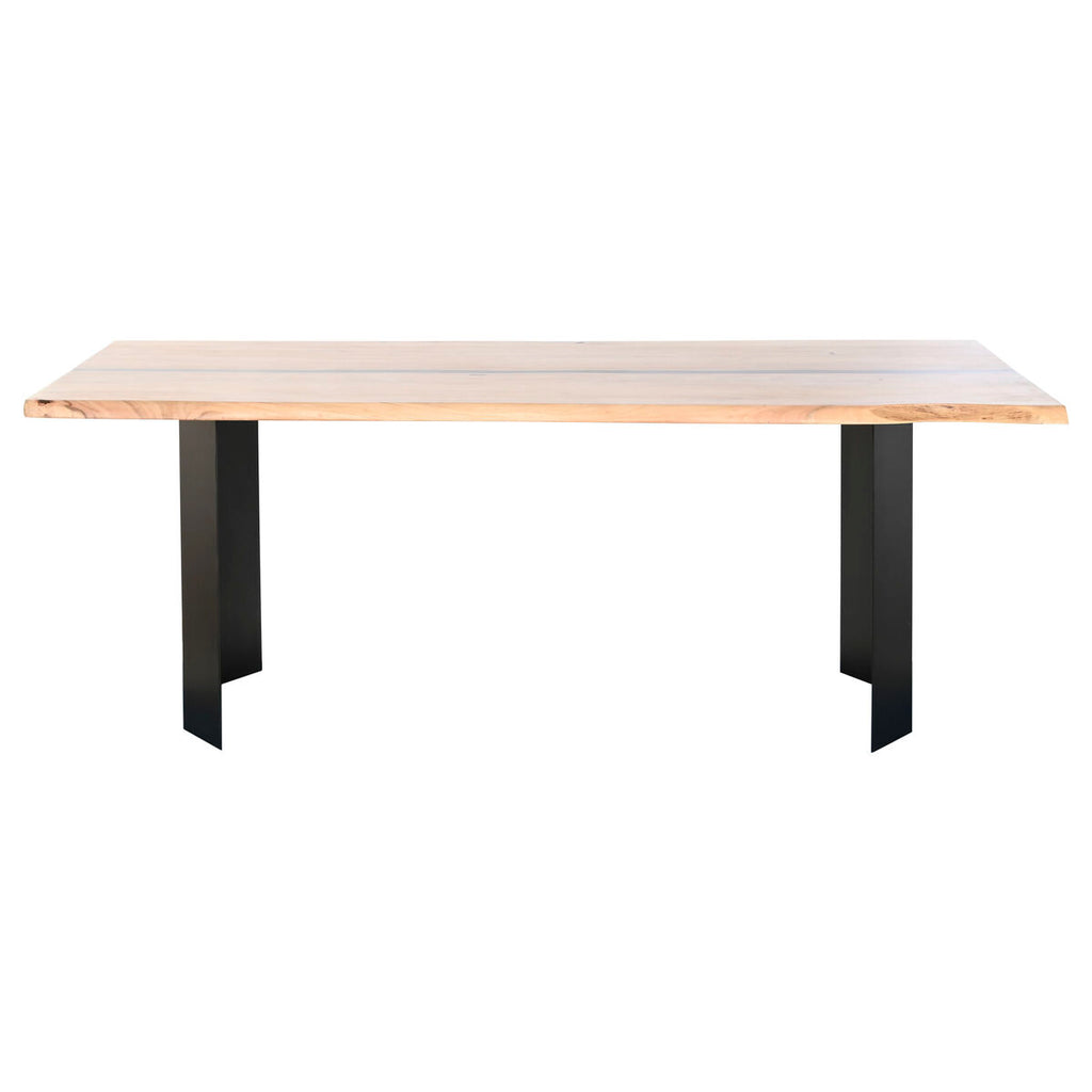 Mesa de comedor moderna de metal y madera de acacia, 200 x 100 x 76 cm — imagen 8