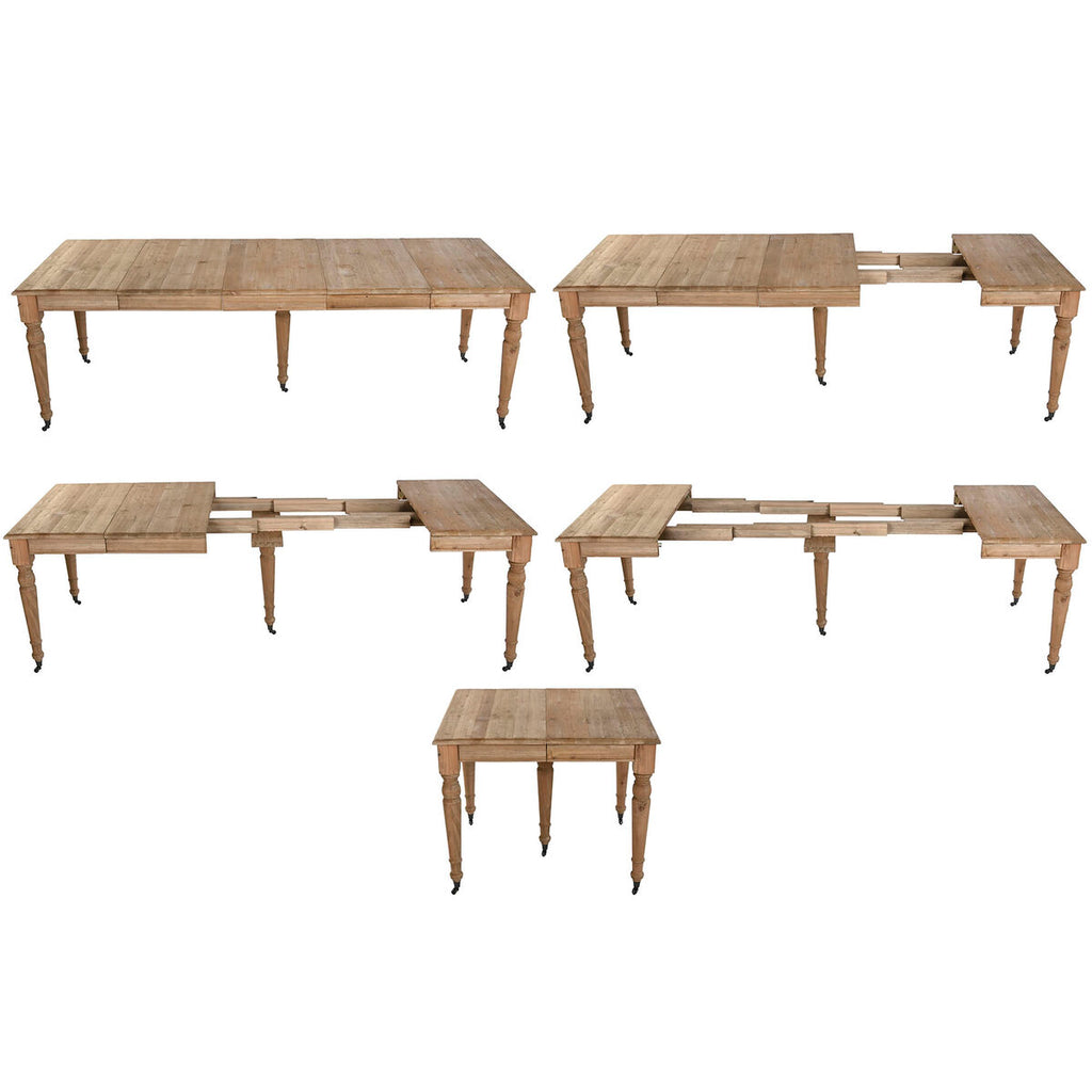 Mesa de comedor extensible de abeto natural, 100 x 100 x 78 cm — imagen 7