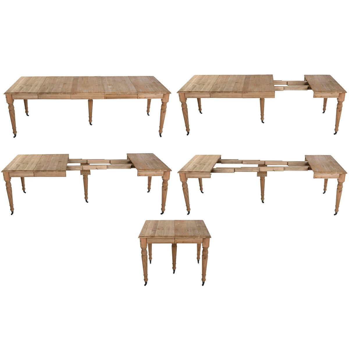 Mesa de comedor extensible de abeto natural, 100 x 100 x 78 cm — imagen 7
