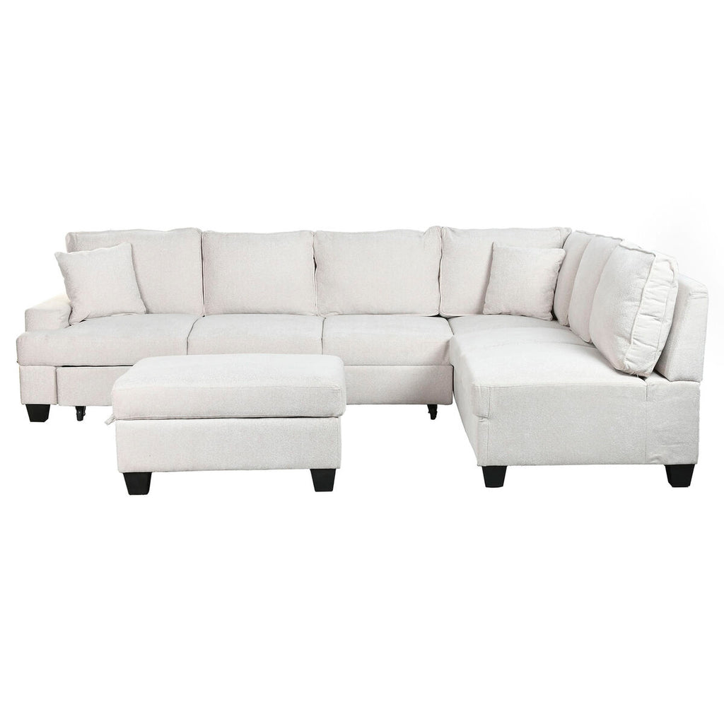 Sofá cama moderno beige de poliéster, 285 x 260 x 90 cm — imagen 15