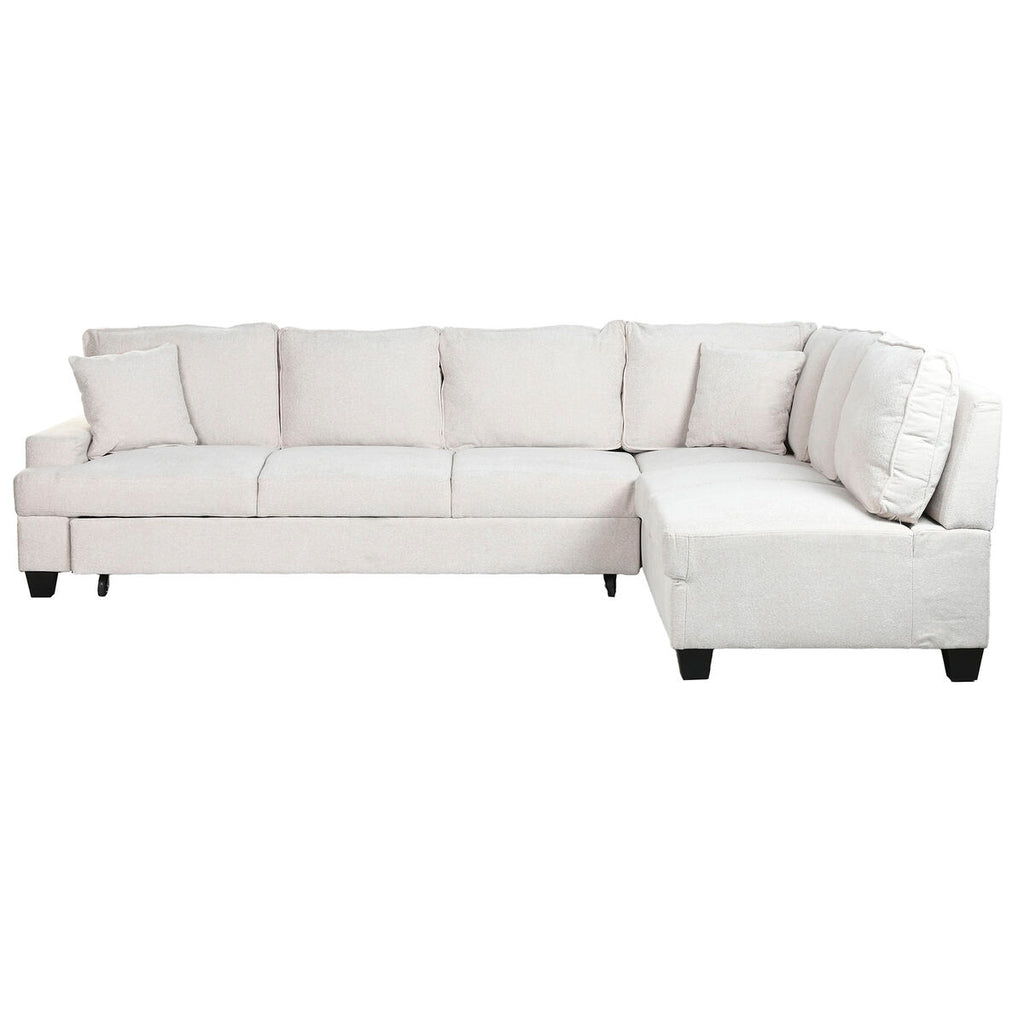 Sofá cama moderno beige de poliéster, 285 x 260 x 90 cm — imagen 6