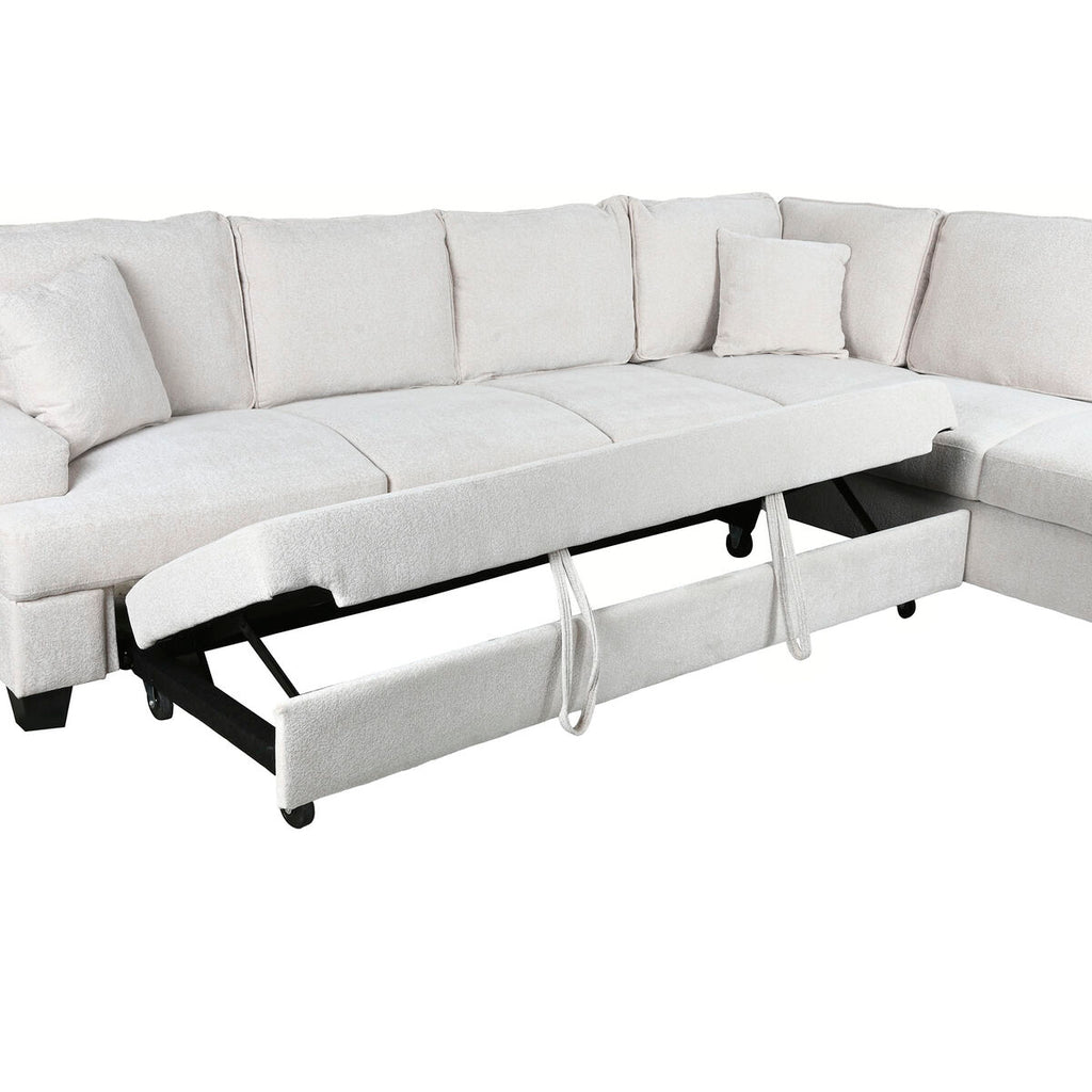 Sofá cama moderno beige de poliéster, 285 x 260 x 90 cm — imagen 9