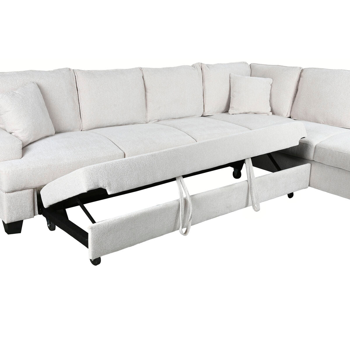 Sofá cama moderno beige de poliéster, 285 x 260 x 90 cm — imagen 9