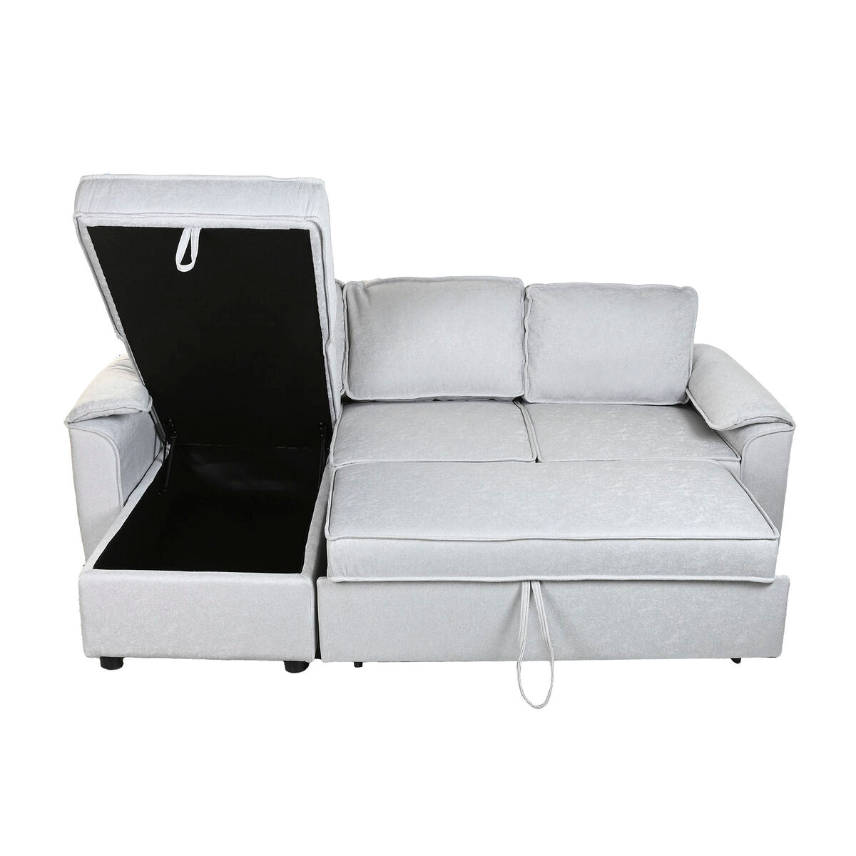 Sofá cama de poliéster gris claro, 220 x 153 x 88 cm — imagen 14