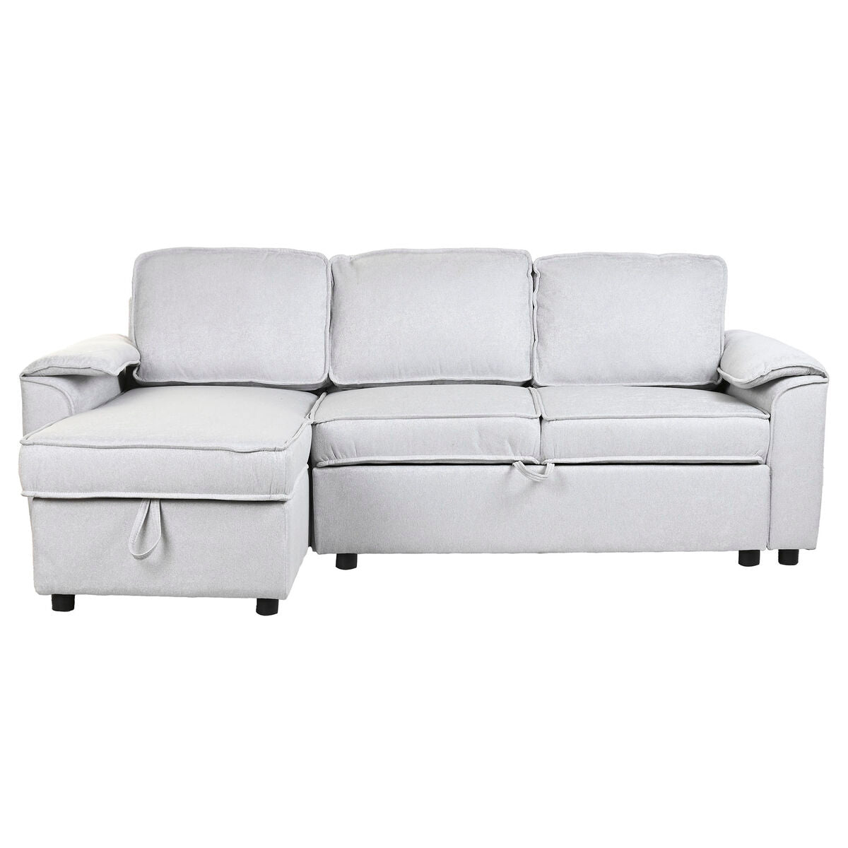 Sofá cama de poliéster gris claro, 220 x 153 x 88 cm — imagen 16
